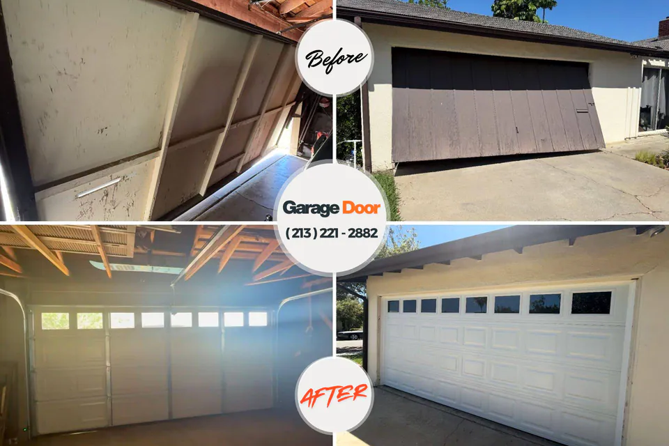 Before and after: garage door repair Strasburg, CO